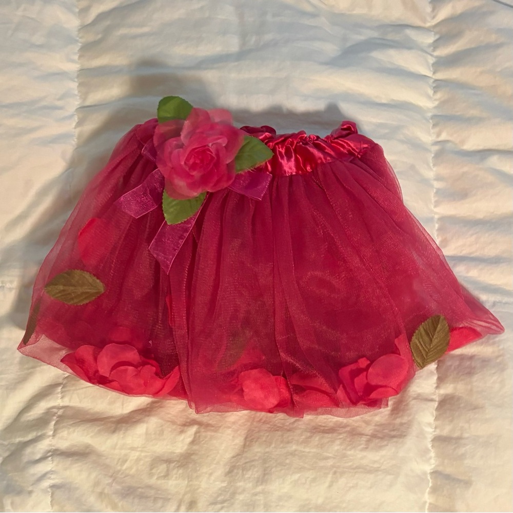 Girls Dance Pink Petals Leaves Ballet Tutu Floral Fairy Princess Barbie Costume